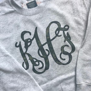 Monogram Sweatshirt, Crewneck Sweatshirt, Camouflage Monogram, Camo Monogram Sweatshirt, Custom Crewneck Sweatshirt image 1