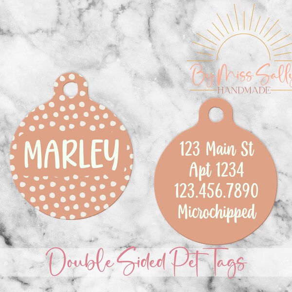 Boho Mauve Dots Pet ID Tag, Custom Pet Tag, Dog Collar Tag, Personalized Pet Name Tags, Custom Dog Tag for Dogs,  Dog ID Tag