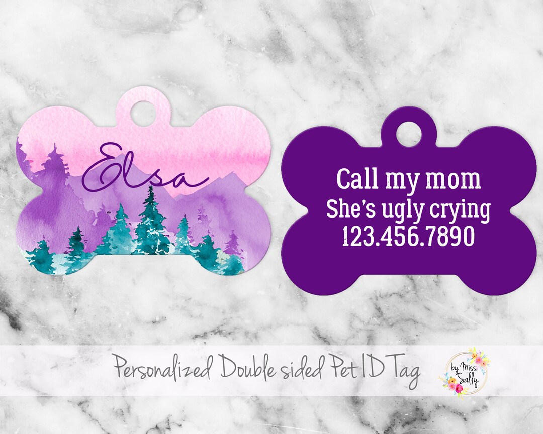 Custom Dog Tag Mountain Dog Tag Pet ID Tag Personalized Pet Etsy