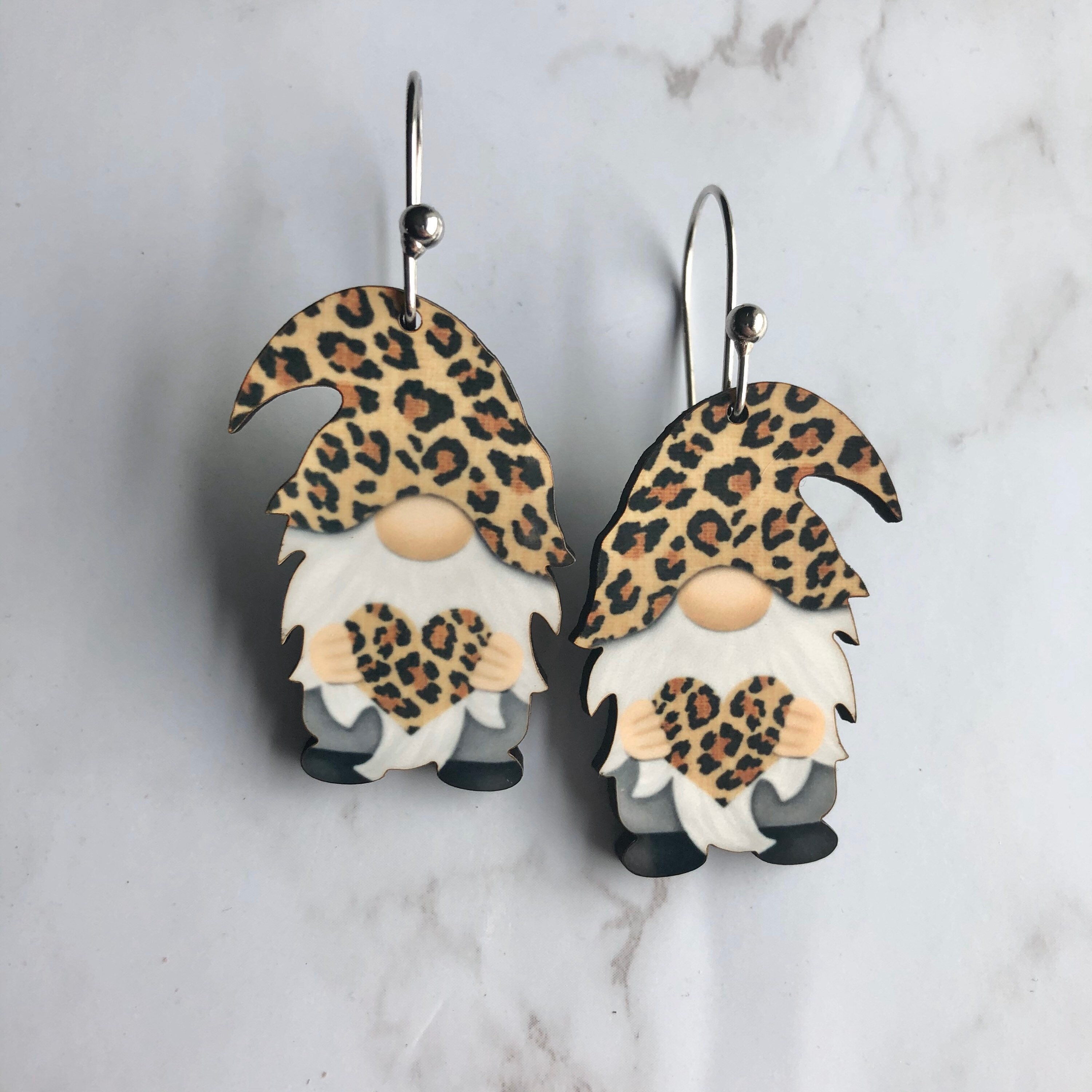 Leopard Gnome Earrings, Leopard Earrings, Cheetah Earrings