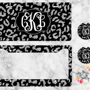 Black Leopard Personalized License Plate, Custom Car Tag for Women, Name Car Tag, License Plate Frame, Car Coasters, Front License Plate