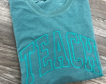 Embroidered Teacher Shirt, Back to School Shirt, Teacher Gift, Monochrome Tshirt