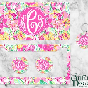 Preppy Personalized License Plate, Custom Car Tag for Women, Name Car Tag, Lilly License Plate Frame, Car Coasters, Personalized