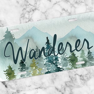 Wanderer License Plate, Mountain Car Tag, Front Car Tag,  Custom License Plate, Personalized License Plate, Name License plate