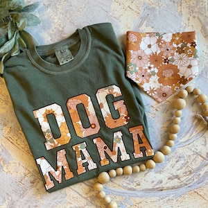 Dog and Owner Matching Bandana and Shirt, Bandana and Pocket Shirt, Dog and Owner Shirt, Boho Florals, Comfort Color Tshirt