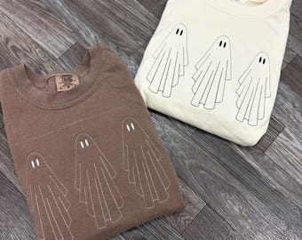 Embroidered Halloween Ghost Trio Tshirt