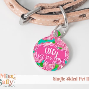 Preppy Pet ID Tag, Cat ID Tag, Dog Collar Tag, Personalized Pet Name Tags, Custom Dog Tag for Dogs, Cat Tag, Dog ID Tag, Girl Dog Name Tag