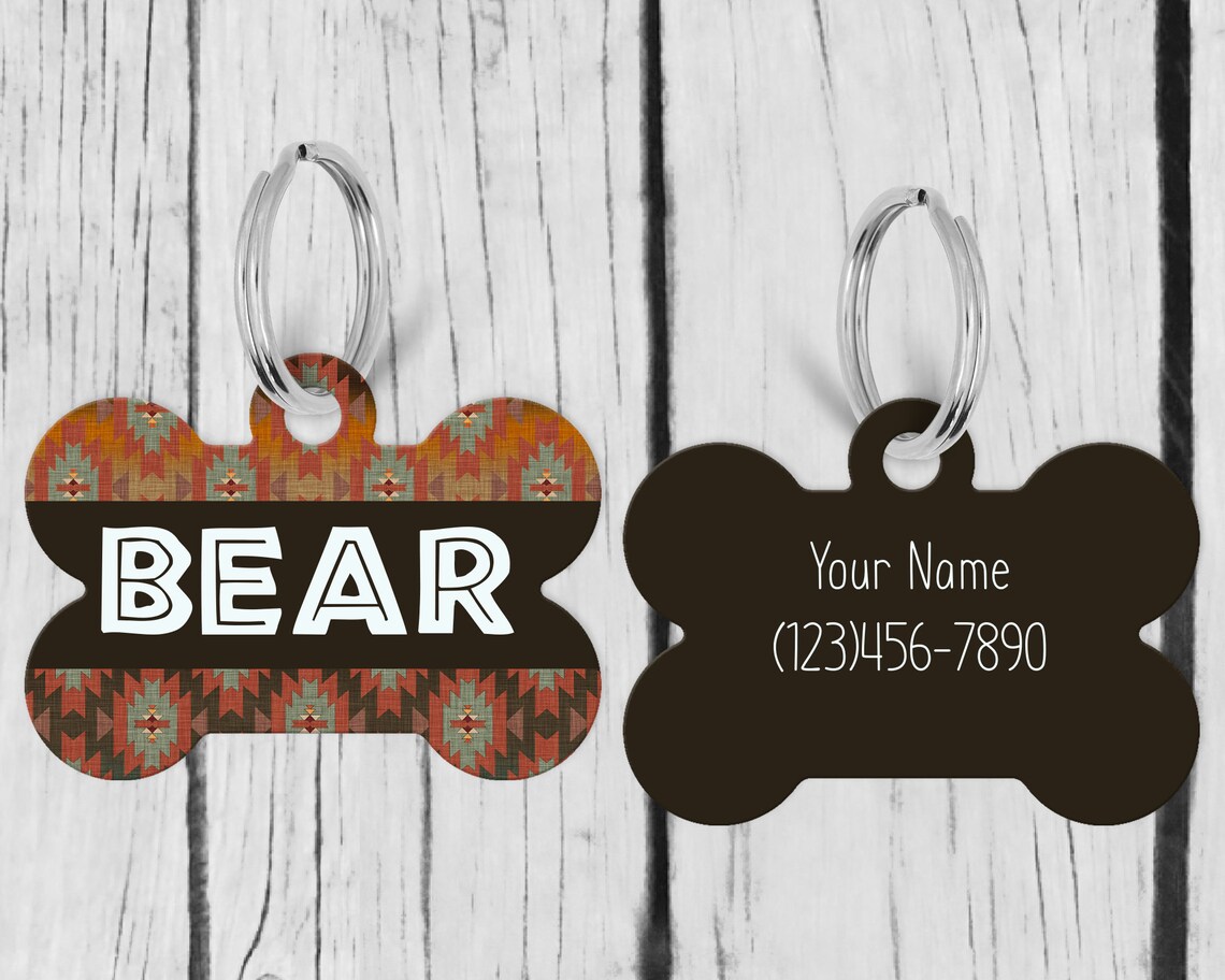 Southwest Style Custom Pet Id Tag Tag for Boy Dog Pet Name Etsy