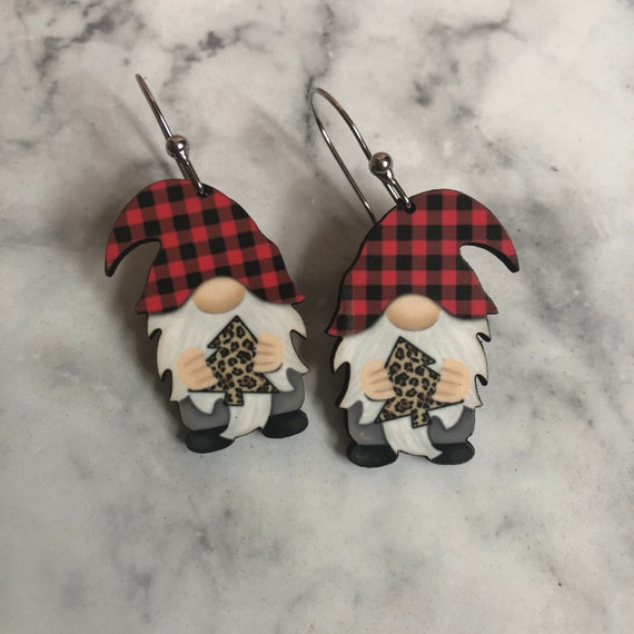 Gnomes For Christmas Tree Gnomie Red Plaid Leopard T-Shirt Gnomes For Christmas Tree Gnomie Red Plaid Leopard T-Shirt