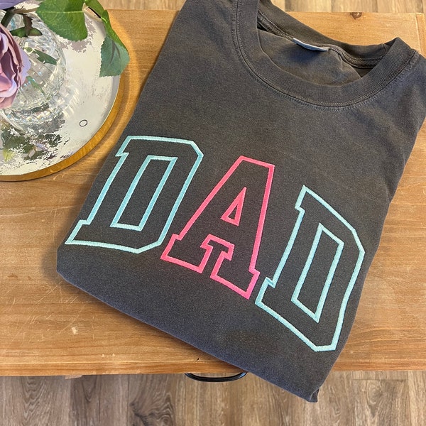 Embroidered Dad Shirt, Comfort Colors Mama Shirt, Fathers Day Shirt, Fathers Day Gift, Dad Shirt, Gender Reveal Shirt, Pink and Blue