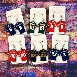 Football Jersey Earrings, Football Team Color Earrings, Game Day Earrings, Custom Colors and Team, Football Season