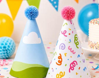 Editable Party Hat Template - Printable Birthday Hat -  Canva Party Hat - DIY Party Decorations - Instant Download - Kids Birthday Party