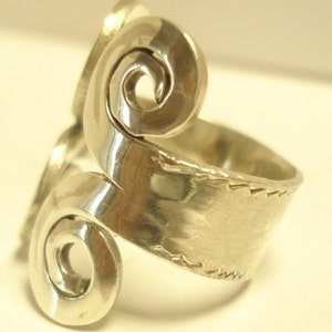 Ring with winded ends and widened backpart sterling image 3