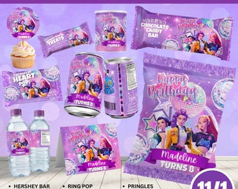 Modello Canva modificabile per bomboniere K Party Favors, decorazioni di compleanno a tema anime, bomboniere per bambini, pacchetto di compleanno pop stampabile, download digitale