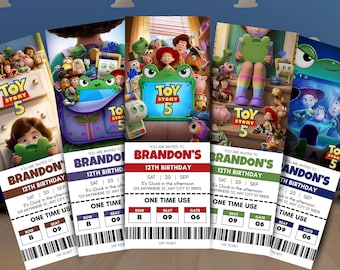 Invito per il film Toy Story 5, invito per Toy Friends, modello Canva modificabile, download immediato, invito per qualsiasi età