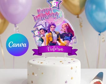 Decorazione stampabile per torta di compleanno K-Hunters, forniture per feste, decorazioni, download digitale, decorazioni per torte e cupcake di compleanno, download digitale