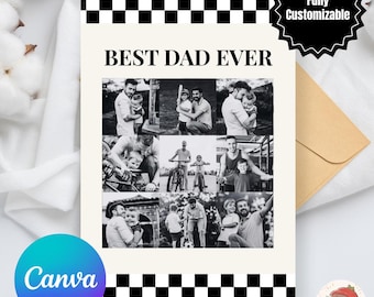 Modello di biglietto personalizzato per la festa del papà, modello Canva per il miglior papà, modello di biglietto per la festa del papà, modello di collage di foto modificabile, regalo per papà