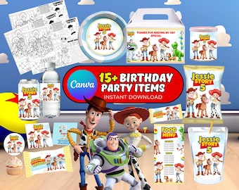 Pacchetto Toy Story 5, Mega Pacchetto Friends Story, Etichetta per Sacchetto di Patatine e Acqua - Modello Canva, Download Immediato