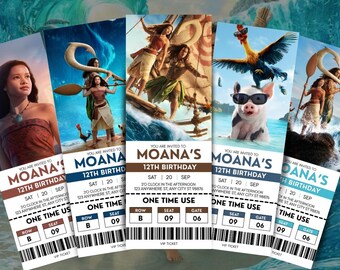 Invito modificabile per il film Moana, Invito per la festa a tema Moana stampabile, Biglietti per il film Moana 2026, Modello di invito per la festa a tema per bambini