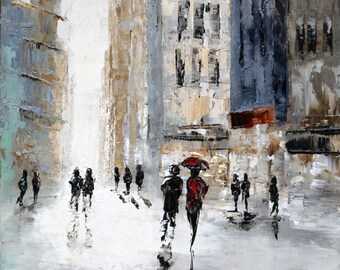 CITY LIFE palette knife painting print