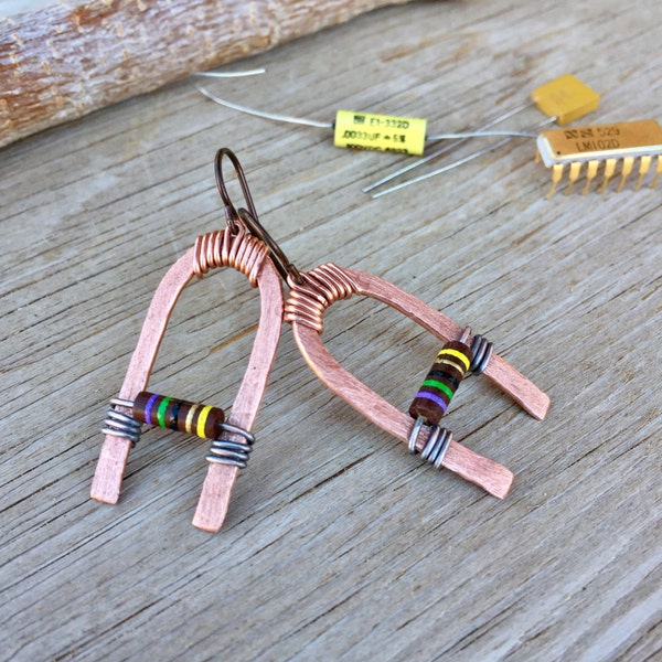 Engineer . Brown . Resistor . Ohm . Copper . Upcycled . Earrings