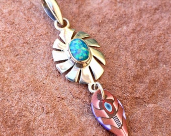 Genuine . Fire Opal . Sun . Pendant . Sterling Silver . Necklace . Heavy Rolo Chain (Optional)