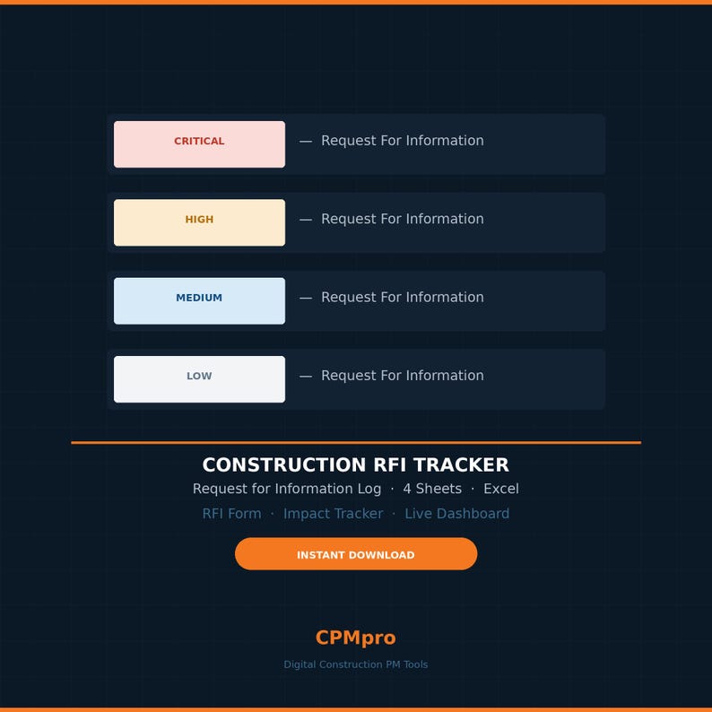 Rfi Tracker Example Construction RFI Tracker Excel | Request for Information Log (instant ...