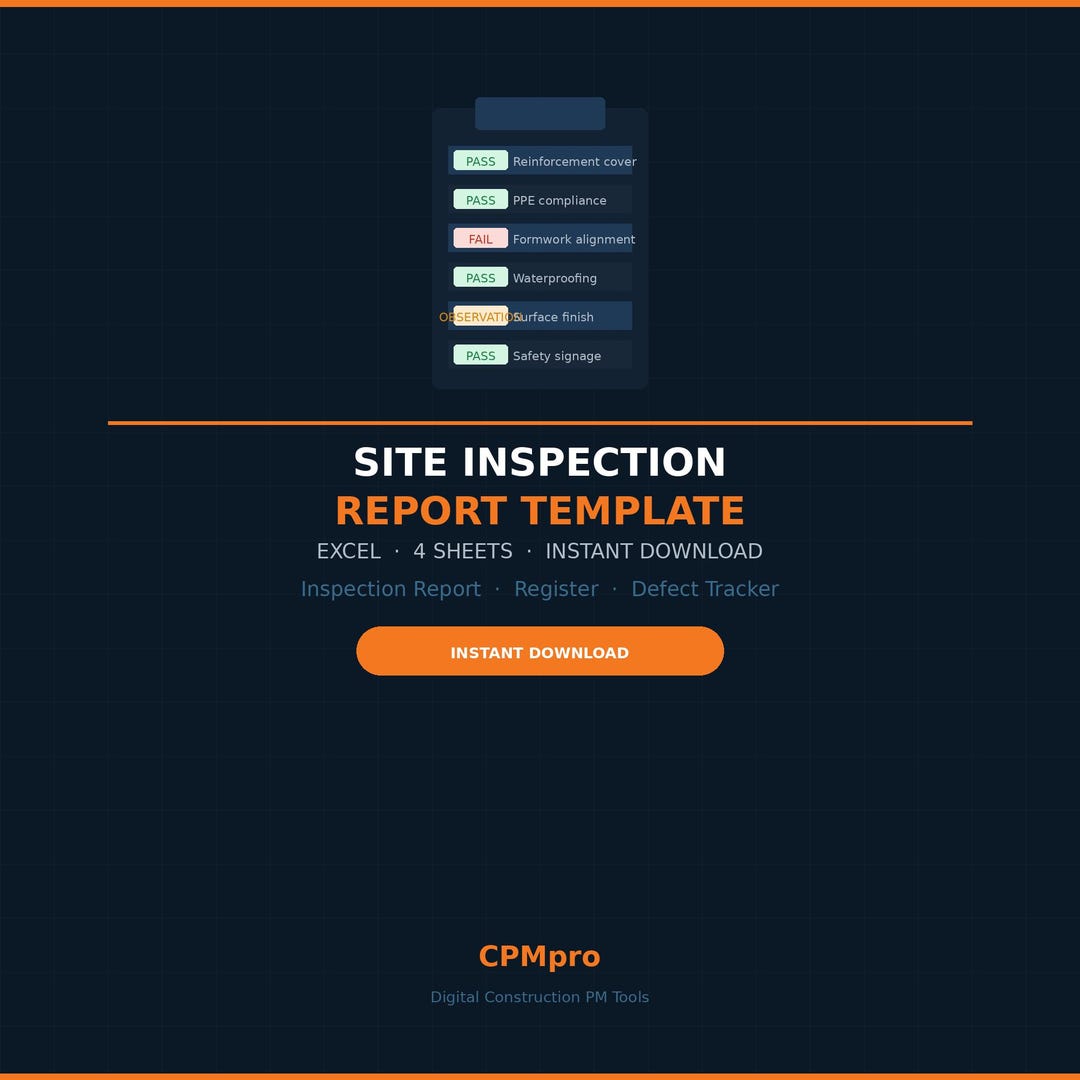 Site Inspection Report Template Excel | Defect Tracker | Inspection ...