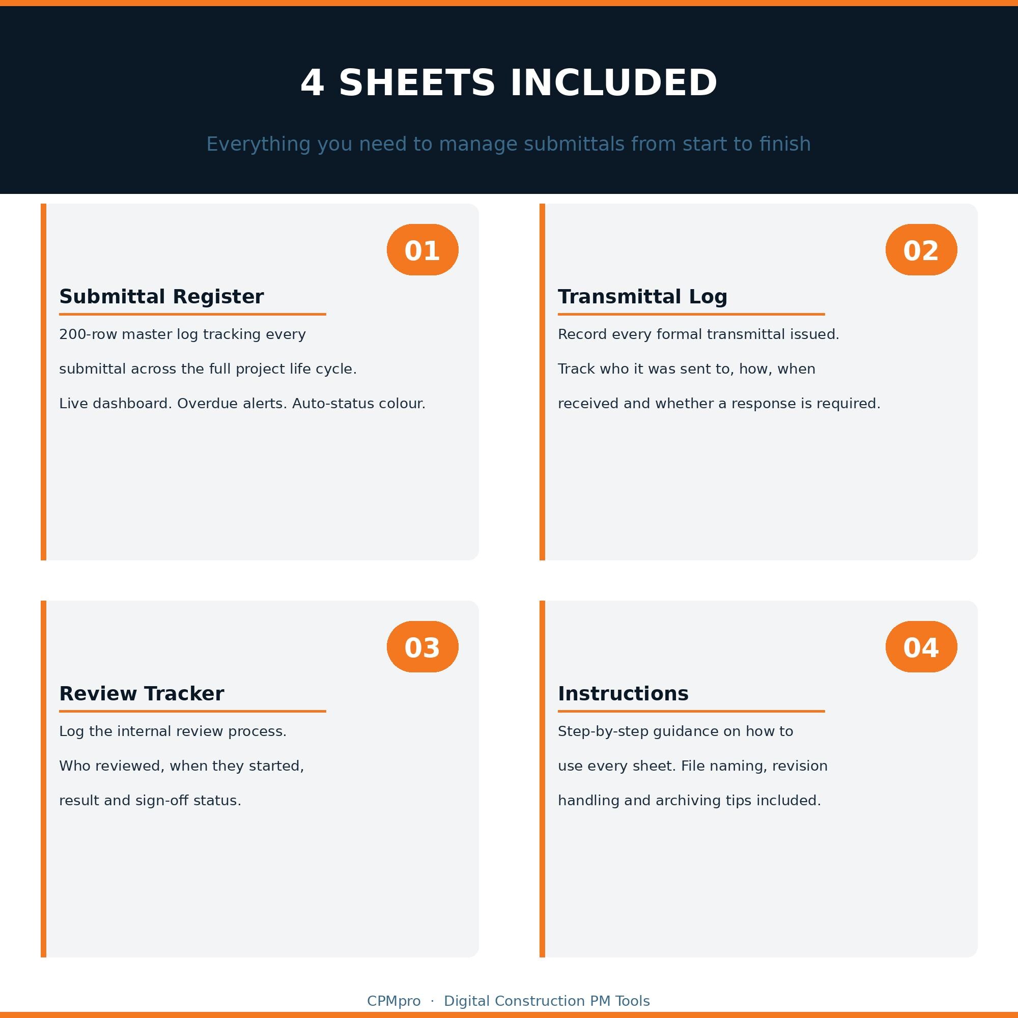 Construction Submittal Tracker Excel Template | Shop Drawing ...