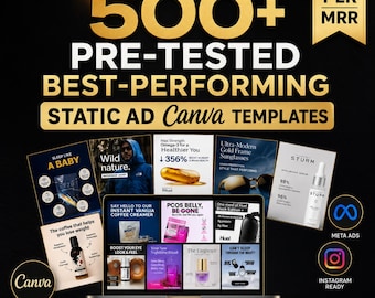 500+ Meta Ad Templates Canva Bundle | Facebook Instagram Ads (Digital Download)