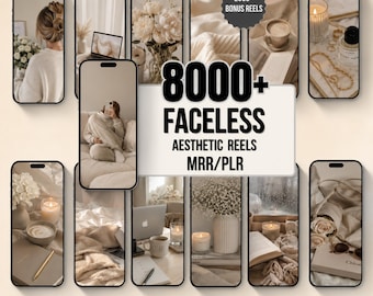 8,000+ Faceless Reels Bundle | Canva Editable Aesthetic Videos | PLR MRR Digital Download | TikTok Instagram Passive Income