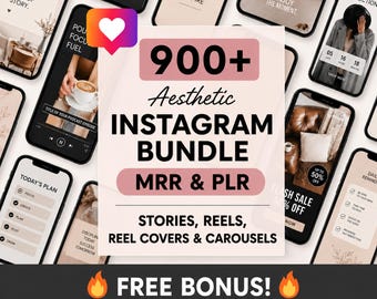 900+ DFY Instagram Templates, Canva Social Media Bundle, PLR MRR Resell Rights, Editable Instagram Content Kit