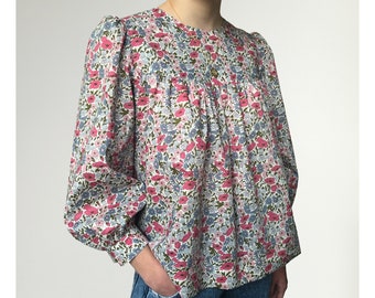 Women's Liberty Print Blouse Top with Round Neck