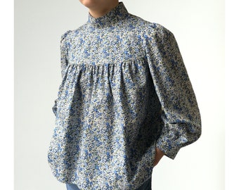 Women's Liberty Print Blouse Top with High Neck