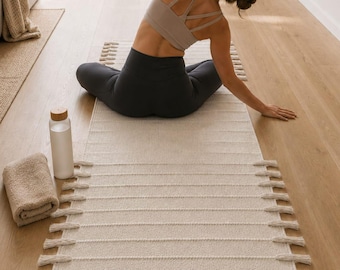Organic Herbal Cotton Yoga Mat – Ecofriendly, Handwoven, Anti-Slip Exercise & Meditation Mat 2x6 Ft Travel-Friendly