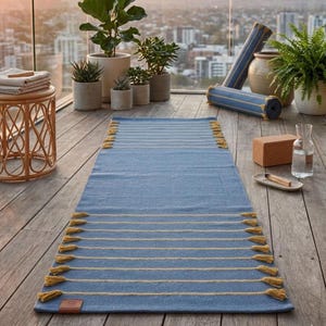 Oasis Yoga & Meditation Mat, Eco Luxe Yoga Mat, Sunrise Serenity Yoga Mat, Handwoven, Anti-Slip Travel Rug, Natural Meditation Rug Yoga Mat