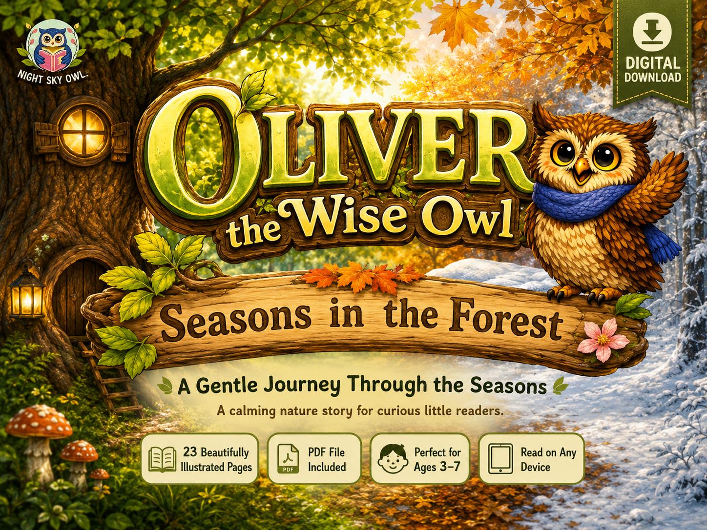 Oliver the Wise Owl Seasons in Forest Children's Book (Digital Download)