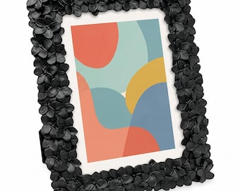 Black Floral Resin Picture Frame 5x7, Textured Vintage-Inspired Photo Holder