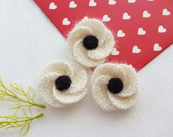 Crochet Poppy - Remembrance Day Brooch - White Poppy Flower - Poppy Brooch - Peace Poppy - Crochet Flower - Corsage Brooch - MADE TO ORDER