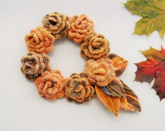 Hand Crochet Wool Mohair Scarflette - Scarf - Neck Warmer - Autum Roses - Accessory - Unique Gift
