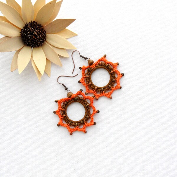 Crochet Earrings - Circle Earrings - Crochet Jewellery