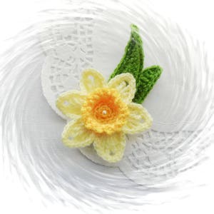 Crochet Applique Daffodil Flowers Crochet Daffodil Crochet Daffodil Brooch Made to Order image 2
