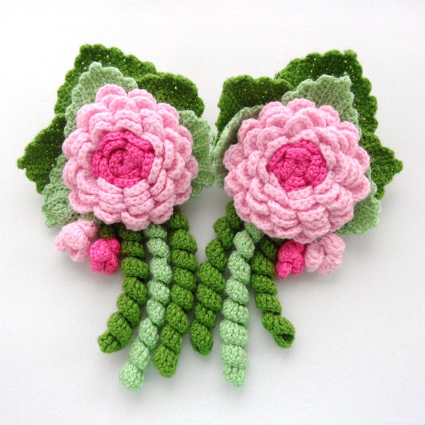 Crochet Curtain Tie Backs - Crocheted Flowers -  Romantic Roses - Shabby Chic Room Decor