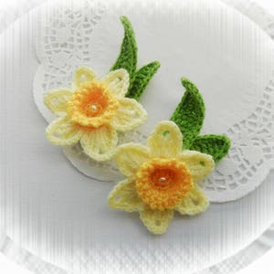 Crochet Applique Daffodil Flowers Crochet Daffodil Crochet Daffodil Brooch Made to Order image 1