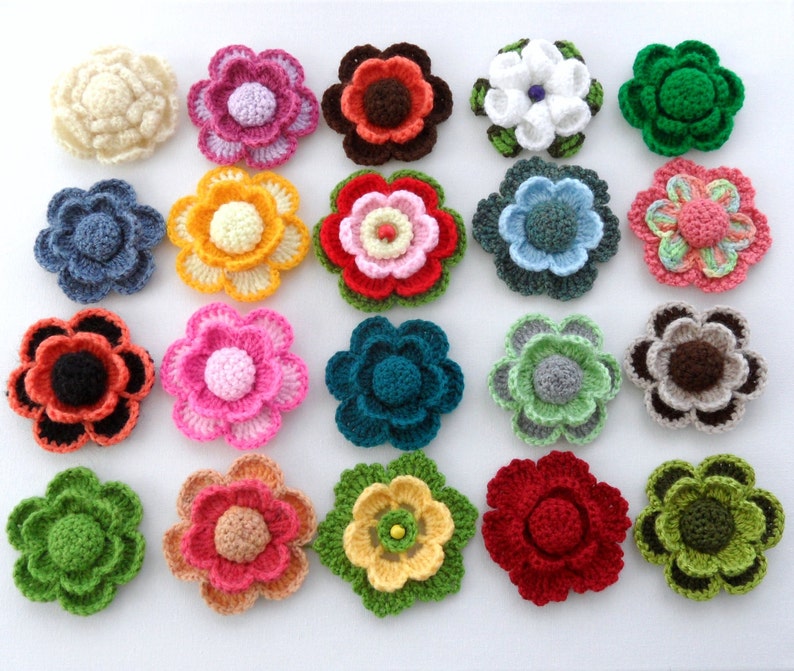 Crochet Flower Applique Corsage Brooch Any Colour Made to Order image 5