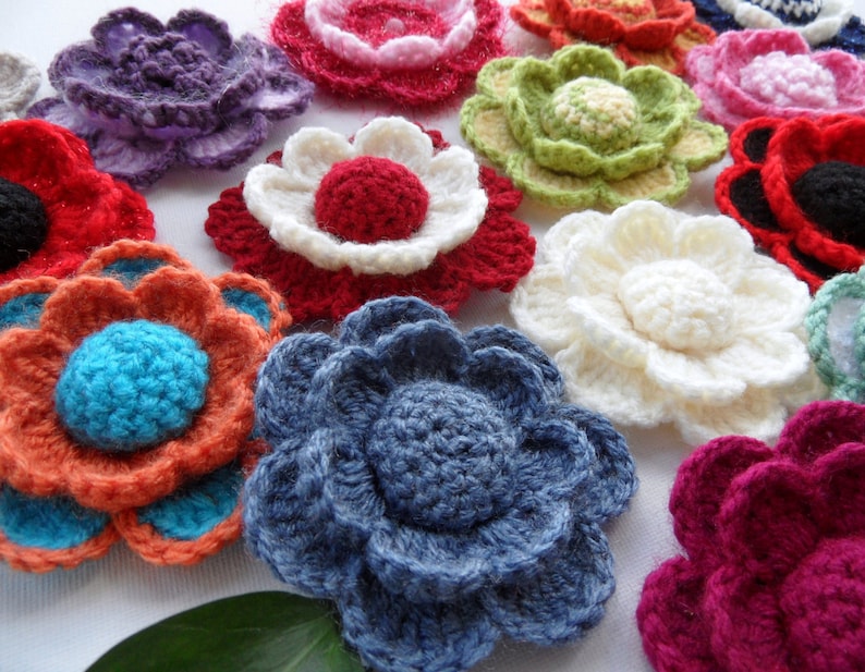 Crochet Flower Applique Corsage Brooch Any Colour Made to Order image 3