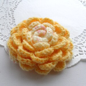 Crochet Brooch Corsage Applique Rose Brooch Any Color Made to Order image 3