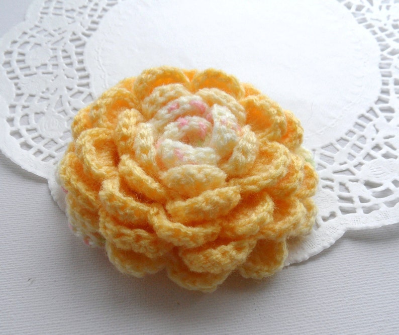 Crochet Brooch Corsage Applique Rose Brooch Any Color Made to Order image 3