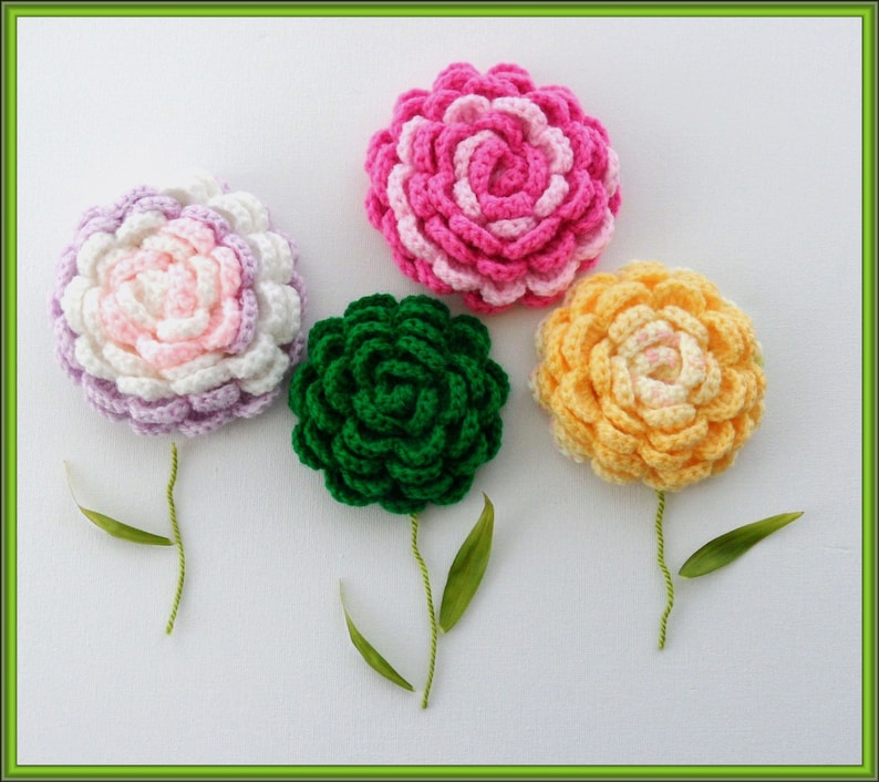 Crochet Brooch Corsage Applique Rose Brooch Any Color Made to Order image 2