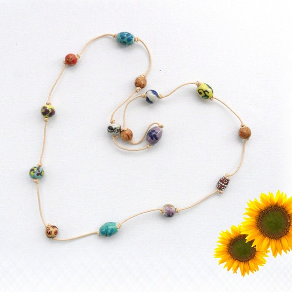 Beads Necklace - Long Necklace - Wrap bracelet - Multicolored  Necklace - Summer Jewellery